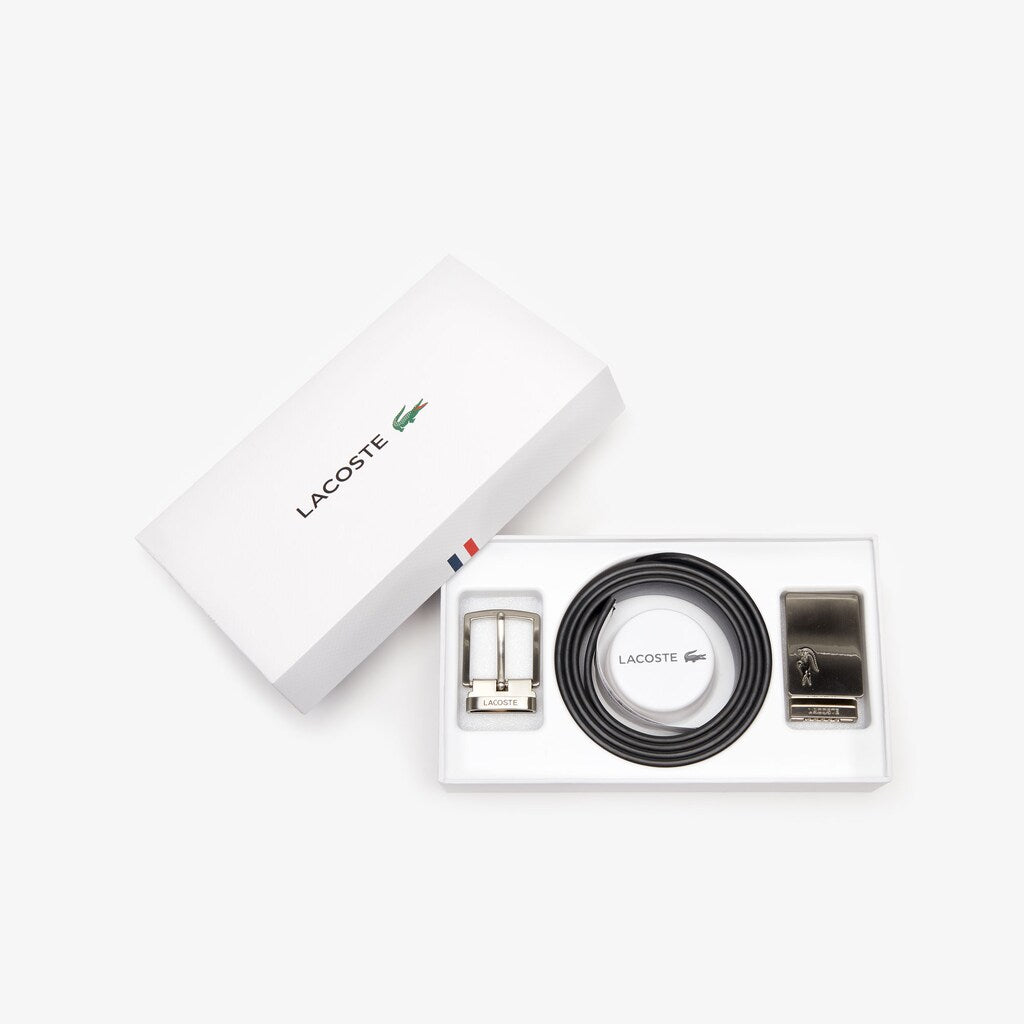 Men's Reversible Leather Belt And 2 Buckles Gift Set / Lacoste