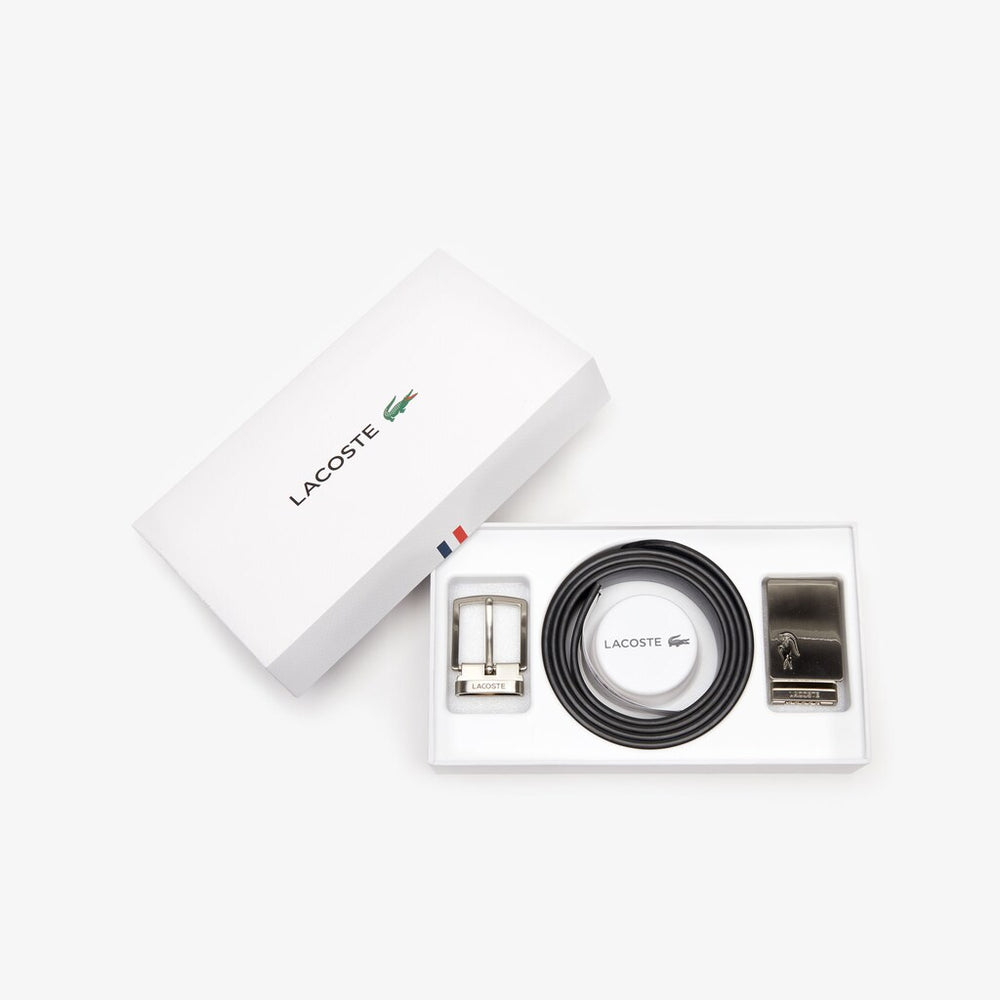 Men's Reversible Leather Belt And 2 Buckles Gift Set / Lacoste
