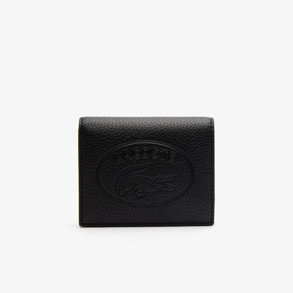 Women's Croco Crew Grained Leather Bi-fold Wallet with Coin Purse / Lacoste