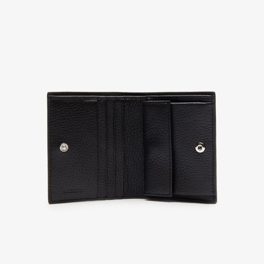 Women's Croco Crew Grained Leather Bi-fold Wallet with Coin Purse / Lacoste