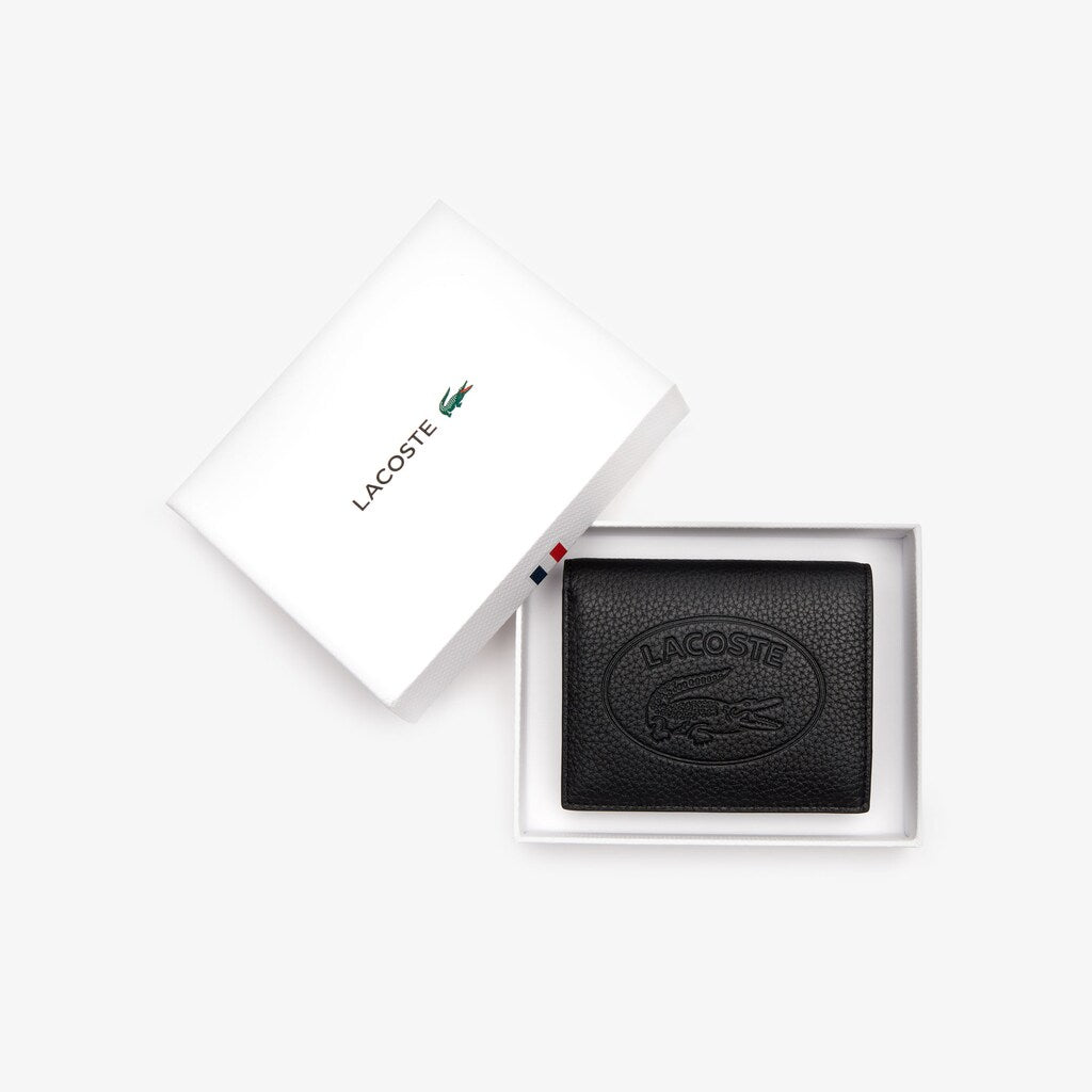 Women's Croco Crew Grained Leather Bi-fold Wallet with Coin Purse / Lacoste