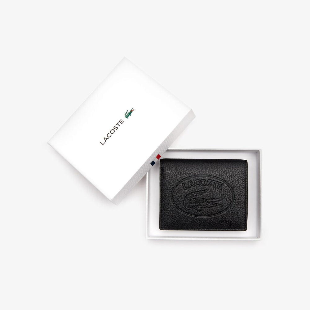 Women's Croco Crew Grained Leather Bi-fold Wallet with Coin Purse / Lacoste