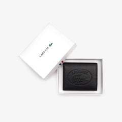 Women's Croco Crew Grained Leather Bi-fold Wallet with Coin Purse / Lacoste