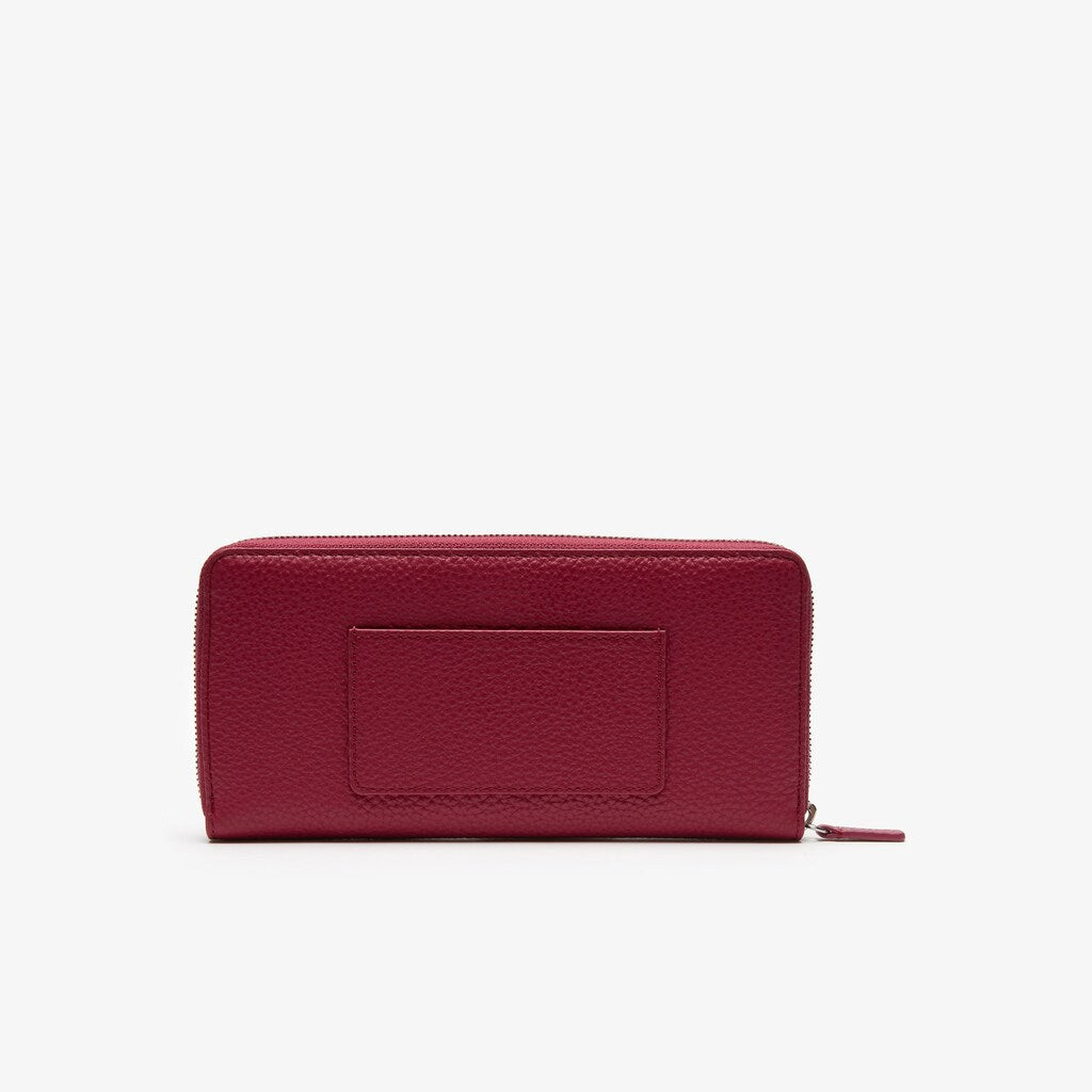 Women's Croco Crew Grained Leather Zip Wallet / Lacoste