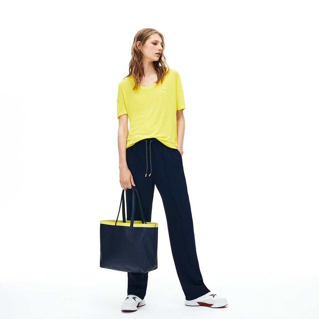 Women's Anna Reversible Contrast Band Coated Canvas Tote Bag / Lacoste