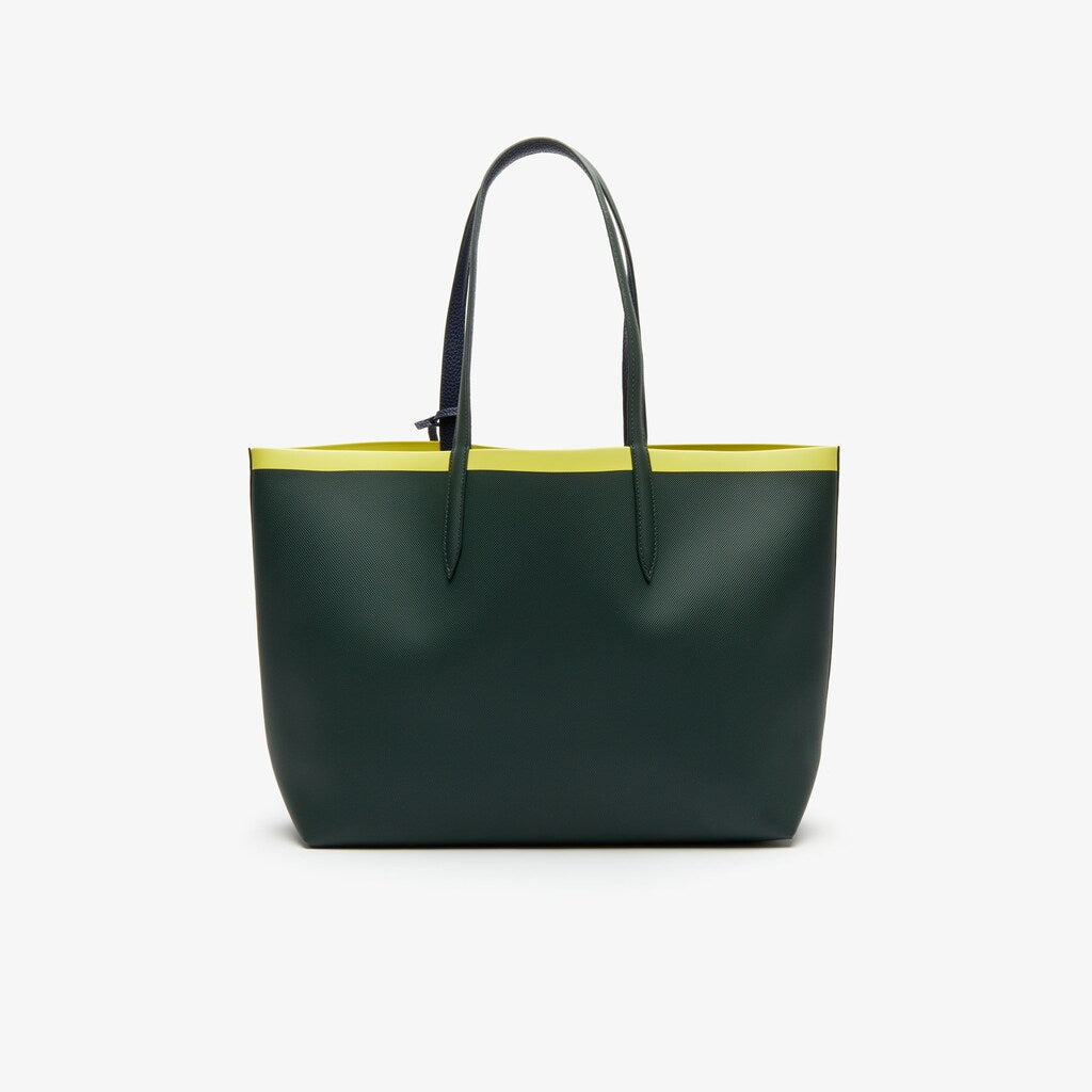 Women's Anna Reversible Contrast Band Coated Canvas Tote Bag / Lacoste