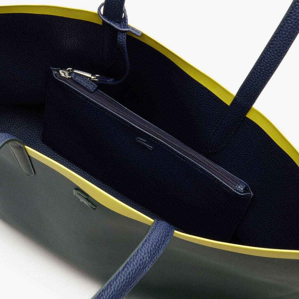 Women's Anna Reversible Contrast Band Coated Canvas Tote Bag / Lacoste