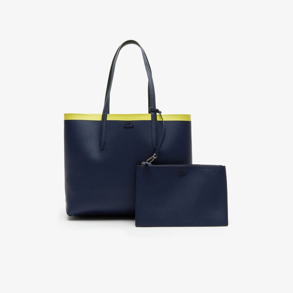 Women's Anna Reversible Contrast Band Coated Canvas Tote Bag / Lacoste