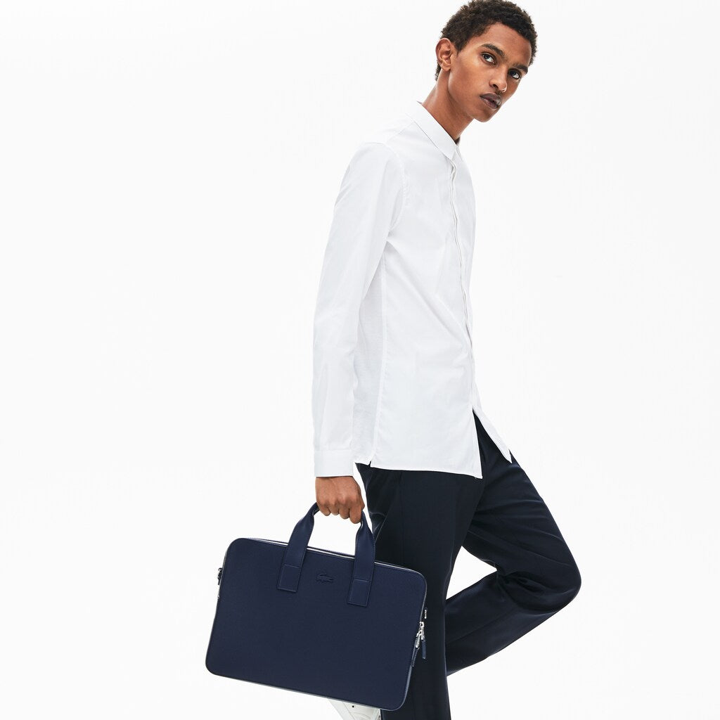 Men's Chantaco Matte Piqué Leather Computer Bag / Lacoste