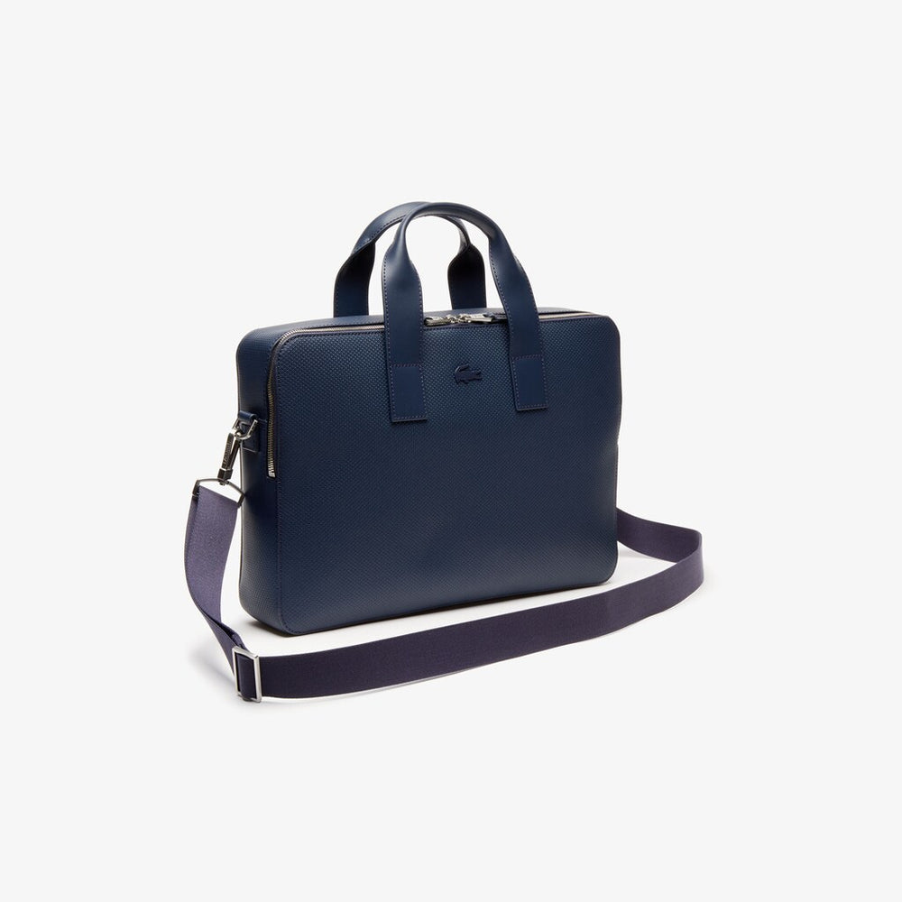Men's Chantaco Matte Piqué Leather Computer Bag / Lacoste