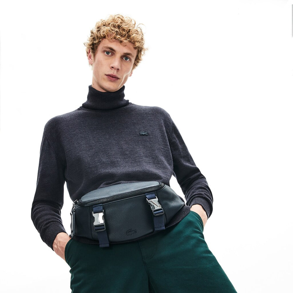 Men's Altitude Grained Leather Zip Fanny Pack / Lacoste