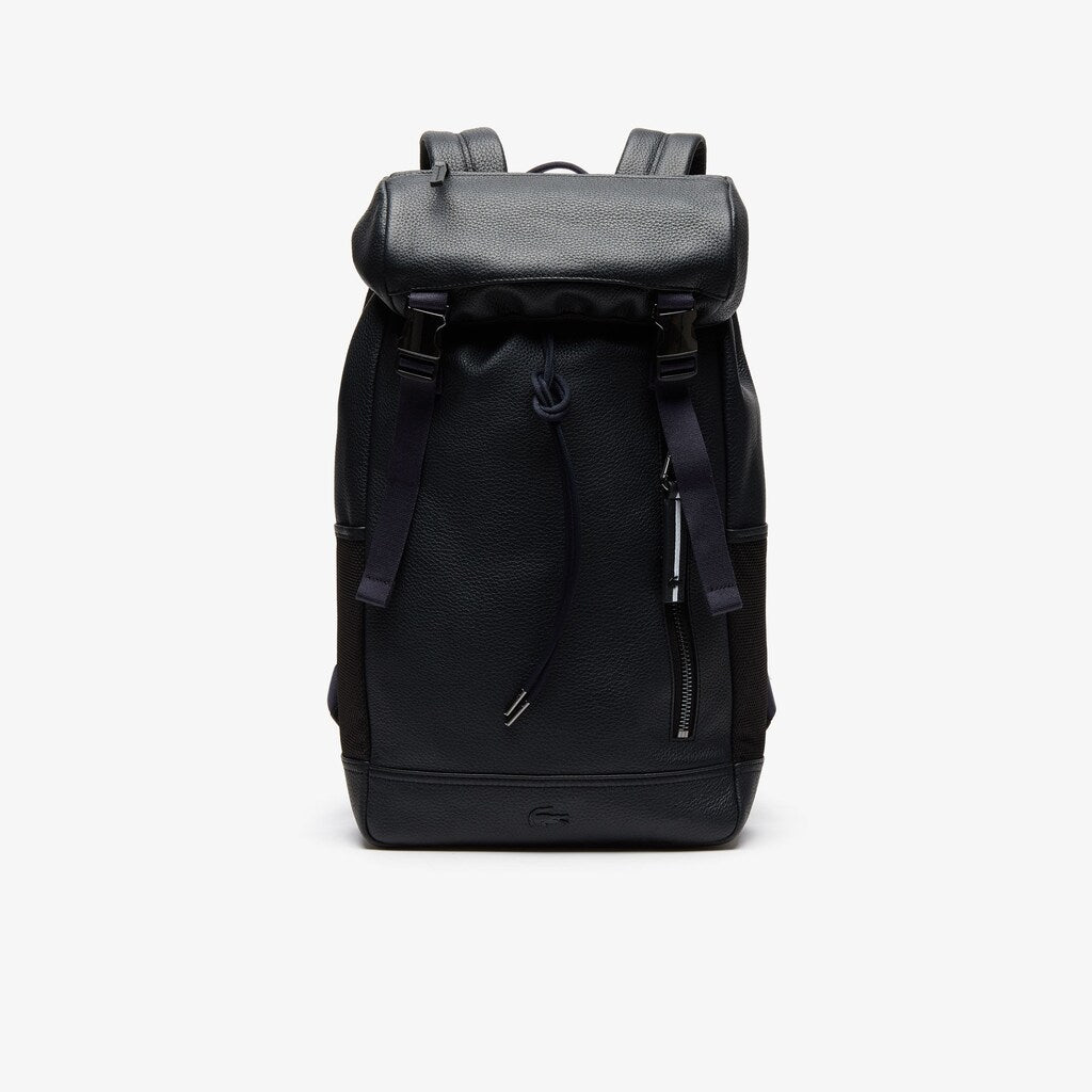Men's Altitude Grained Leather Flap Backpack / Lacoste