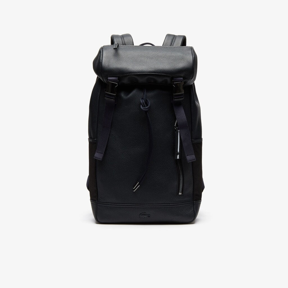 Men's Altitude Grained Leather Flap Backpack / Lacoste