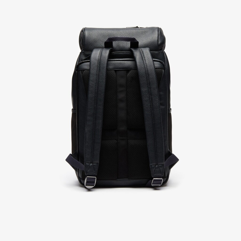 Men's Altitude Grained Leather Flap Backpack / Lacoste