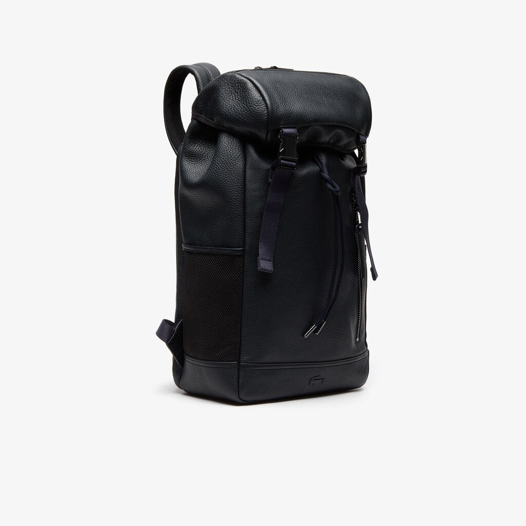 Men's Altitude Grained Leather Flap Backpack / Lacoste