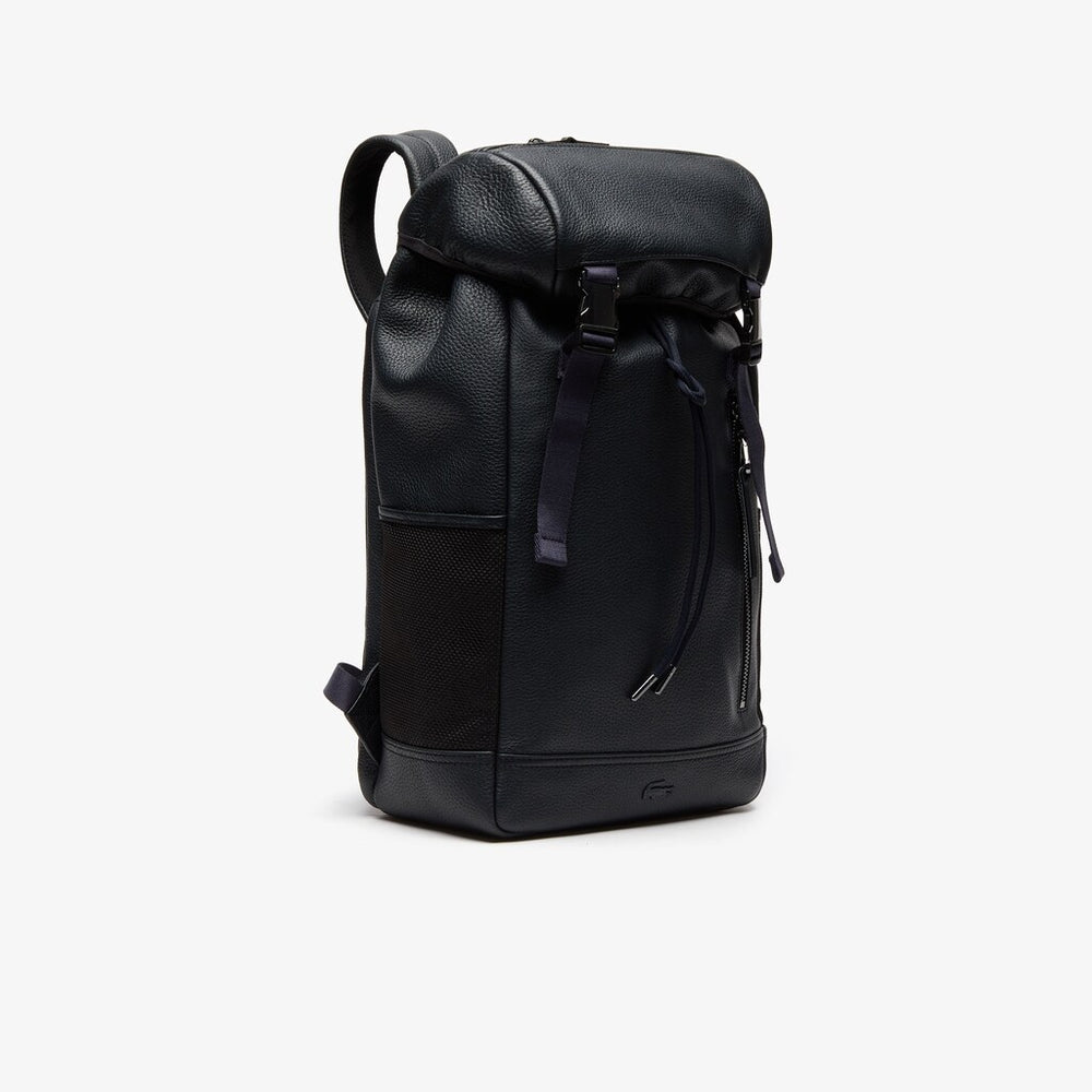 Men's Altitude Grained Leather Flap Backpack / Lacoste