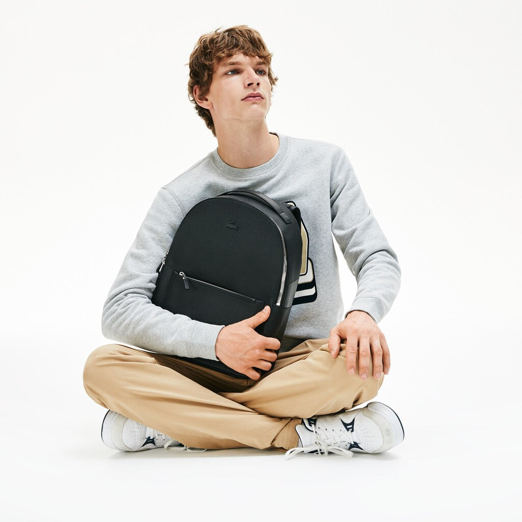 Men's Chantaco Soft Leather Zip Backpack / Lacoste