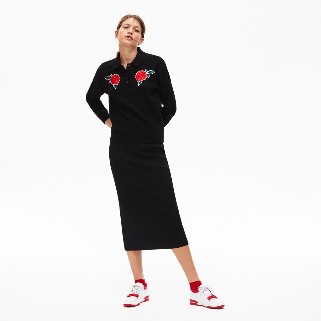 Women's LIVE Rose-Embroidered Cropped Sweater / Lacoste