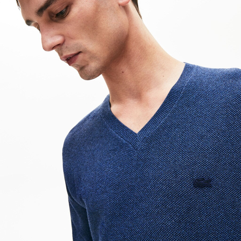 Men's V-neck Cotton Piqué Sweater / Lacoste