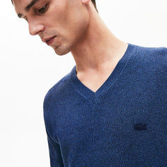 Men's V-neck Cotton Piqué Sweater / Lacoste