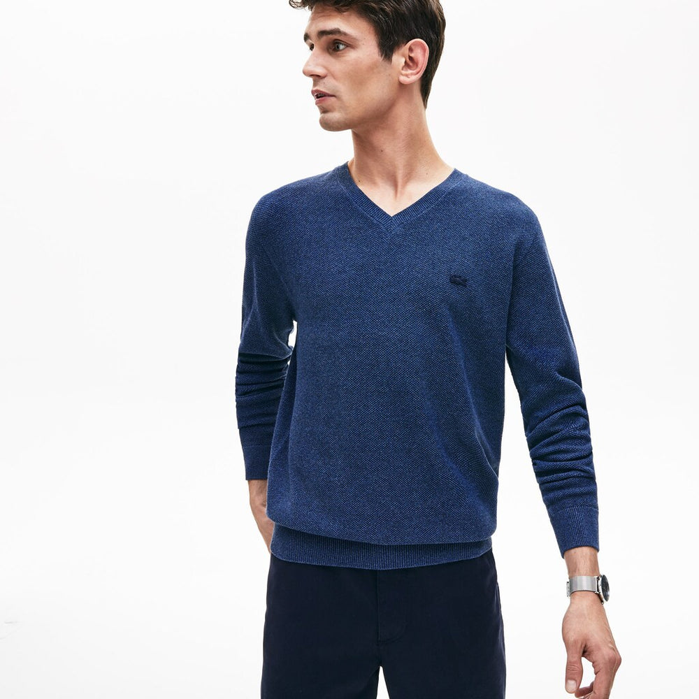 Men's V-neck Cotton Piqué Sweater / Lacoste