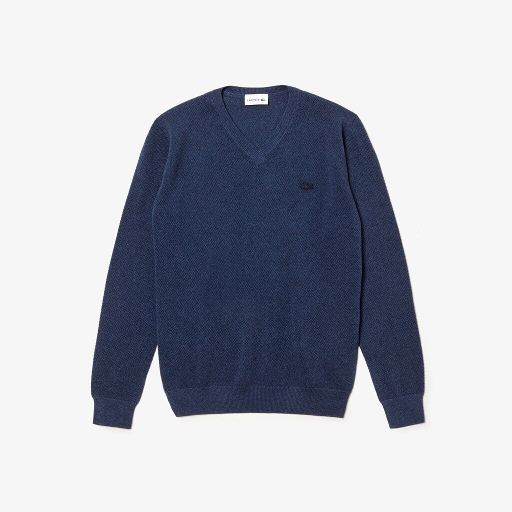 Men's V-neck Cotton Piqué Sweater / Lacoste