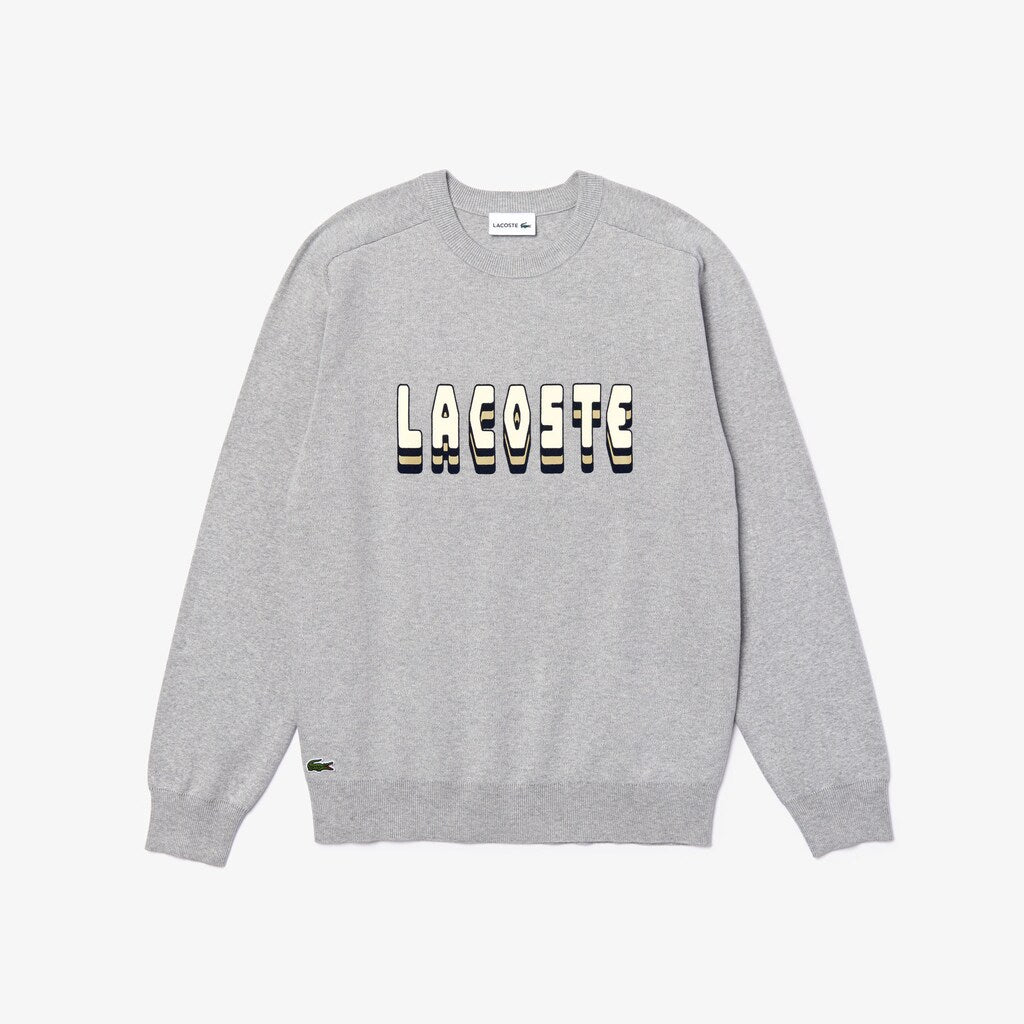 Men's 3D-Lettering Crewneck Cotton Blend Sweater / Lacoste