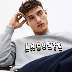 Men's 3D-Lettering Crewneck Cotton Blend Sweater / Lacoste