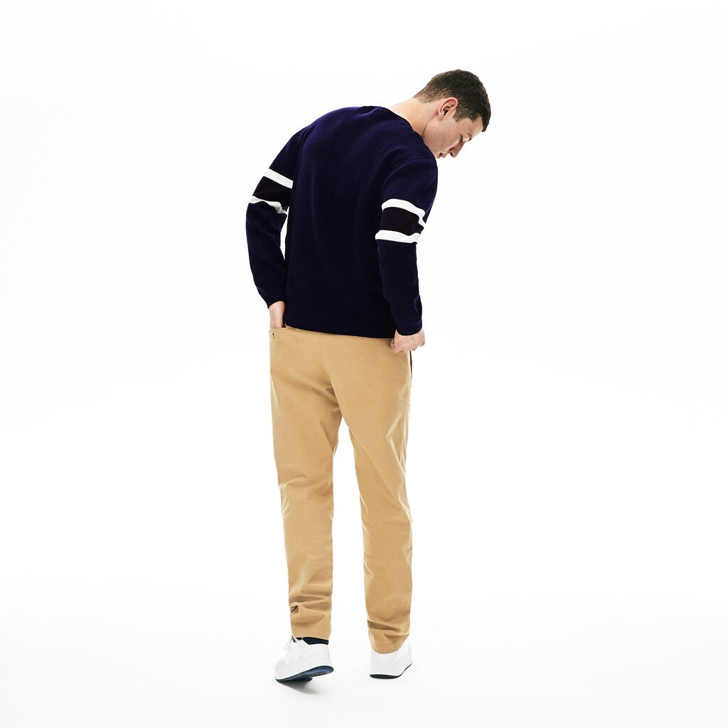 Men's Crewneck Striped-Sleeve Heathered Jacquard Sweater / Lacoste