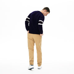 Men's Crewneck Striped-Sleeve Heathered Jacquard Sweater / Lacoste
