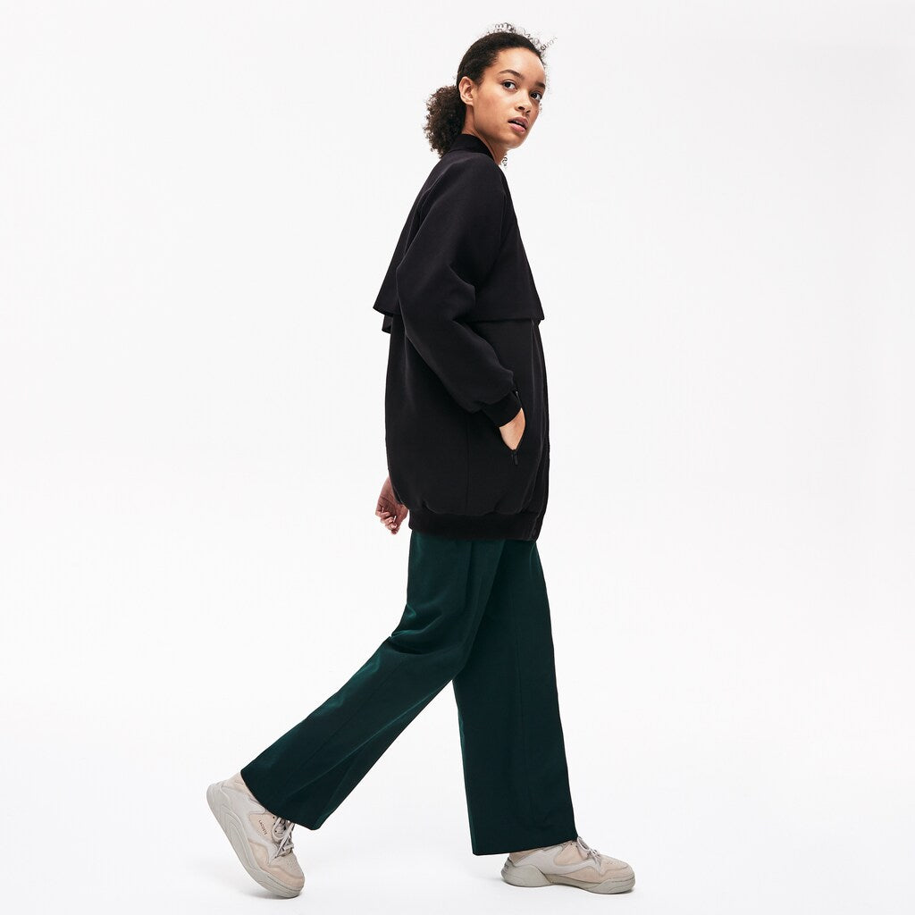 Women's Quilted Lining Long Wool Crepe Bomber Jacket / Lacoste