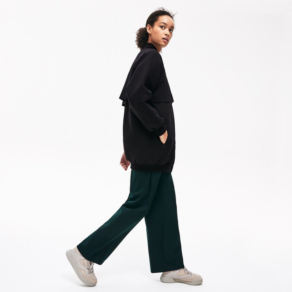 Women's Quilted Lining Long Wool Crepe Bomber Jacket / Lacoste