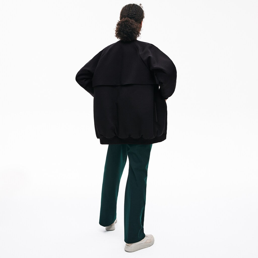 Women's Quilted Lining Long Wool Crepe Bomber Jacket / Lacoste