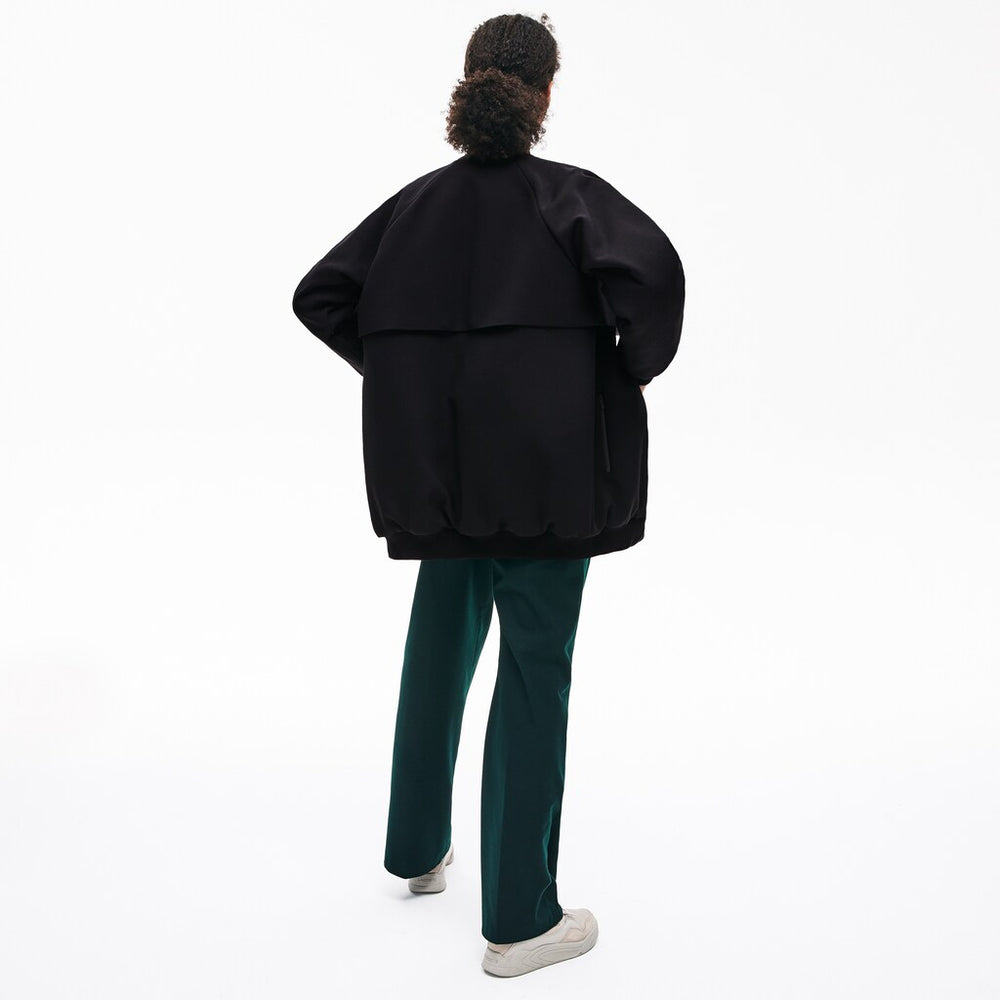 Women's Quilted Lining Long Wool Crepe Bomber Jacket / Lacoste