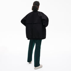 Women's Quilted Lining Long Wool Crepe Bomber Jacket / Lacoste