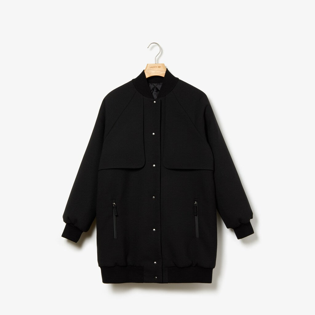 Women's Quilted Lining Long Wool Crepe Bomber Jacket / Lacoste