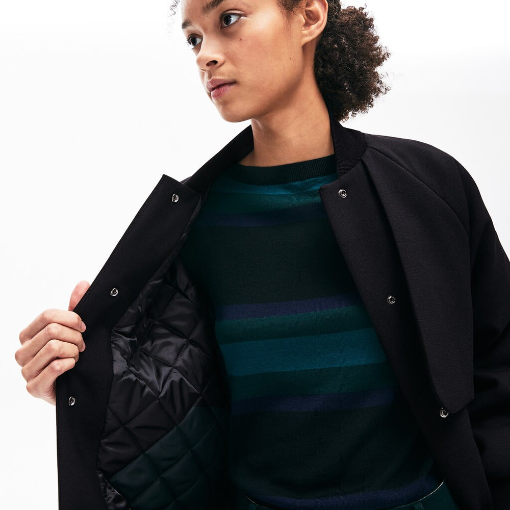 Women's Quilted Lining Long Wool Crepe Bomber Jacket / Lacoste