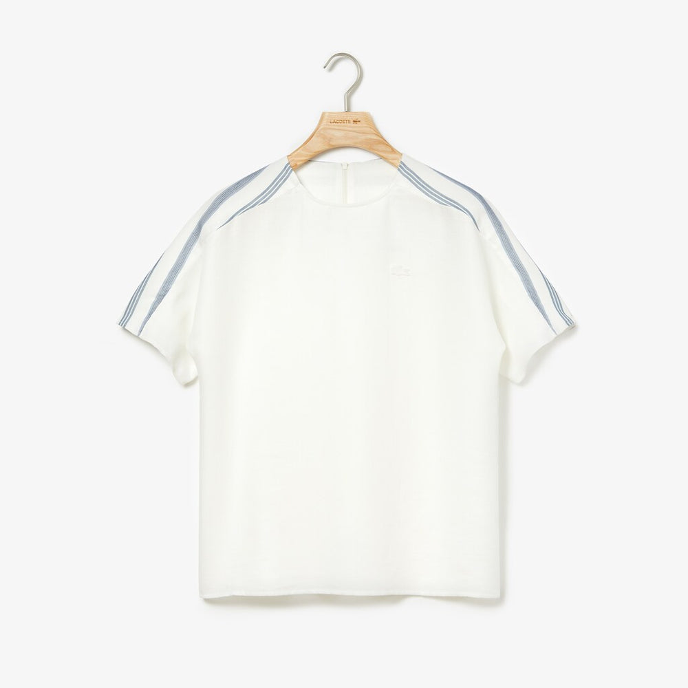 Women's Striped Panel Lightweight Canvas T-shirt / Lacoste