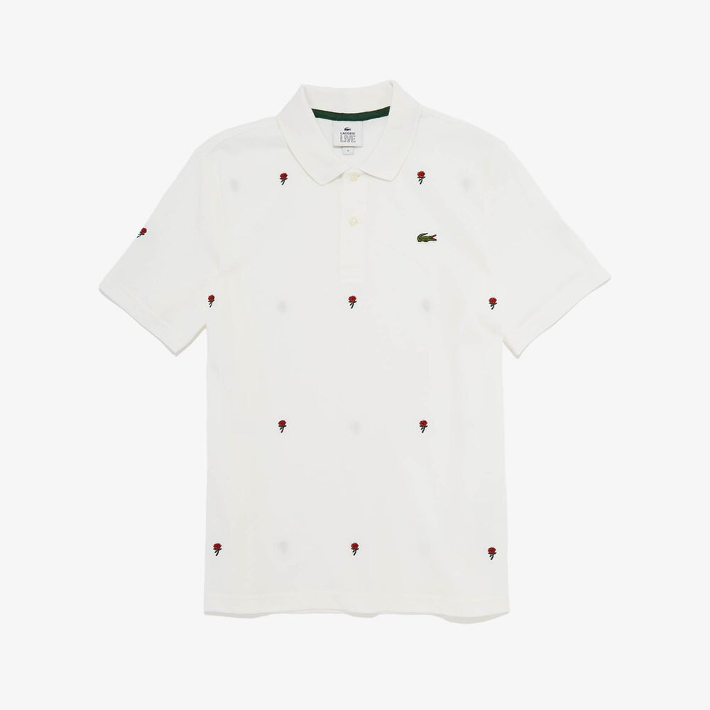 Men's LIVE Classic Fit Rose Embroidery Cotton Piqué Polo / Lacoste