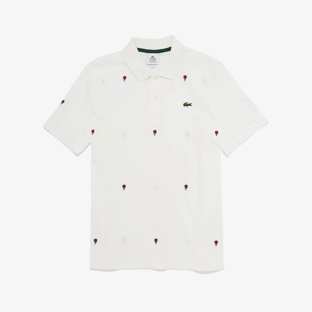 Men's LIVE Classic Fit Rose Embroidery Cotton Piqué Polo / Lacoste