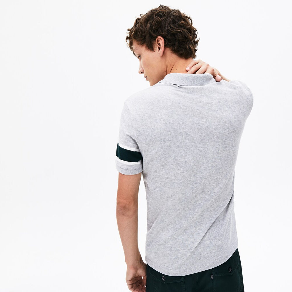 Men's Slim Fit Striped-Sleeve Stretch Cotton Piqué Polo Shirt / Lacoste