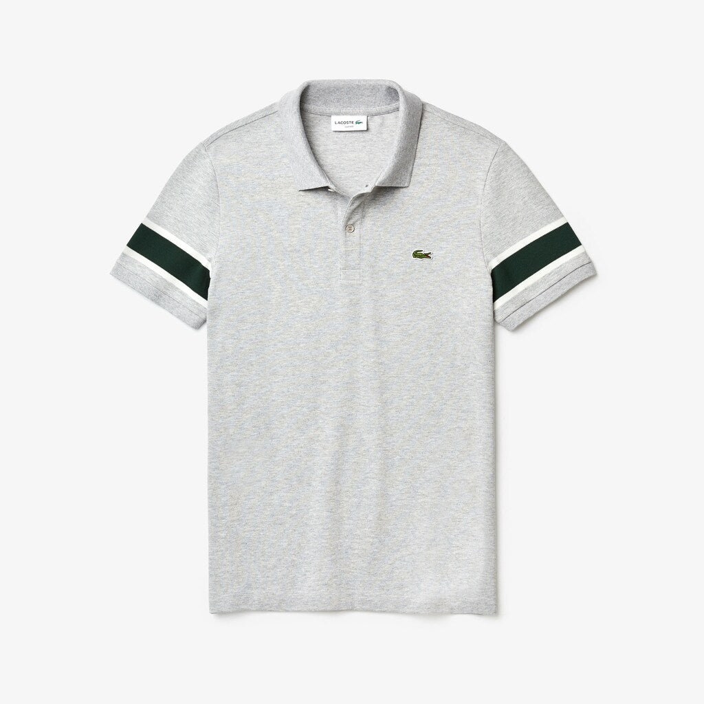 Men's Slim Fit Striped-Sleeve Stretch Cotton Piqué Polo Shirt / Lacoste