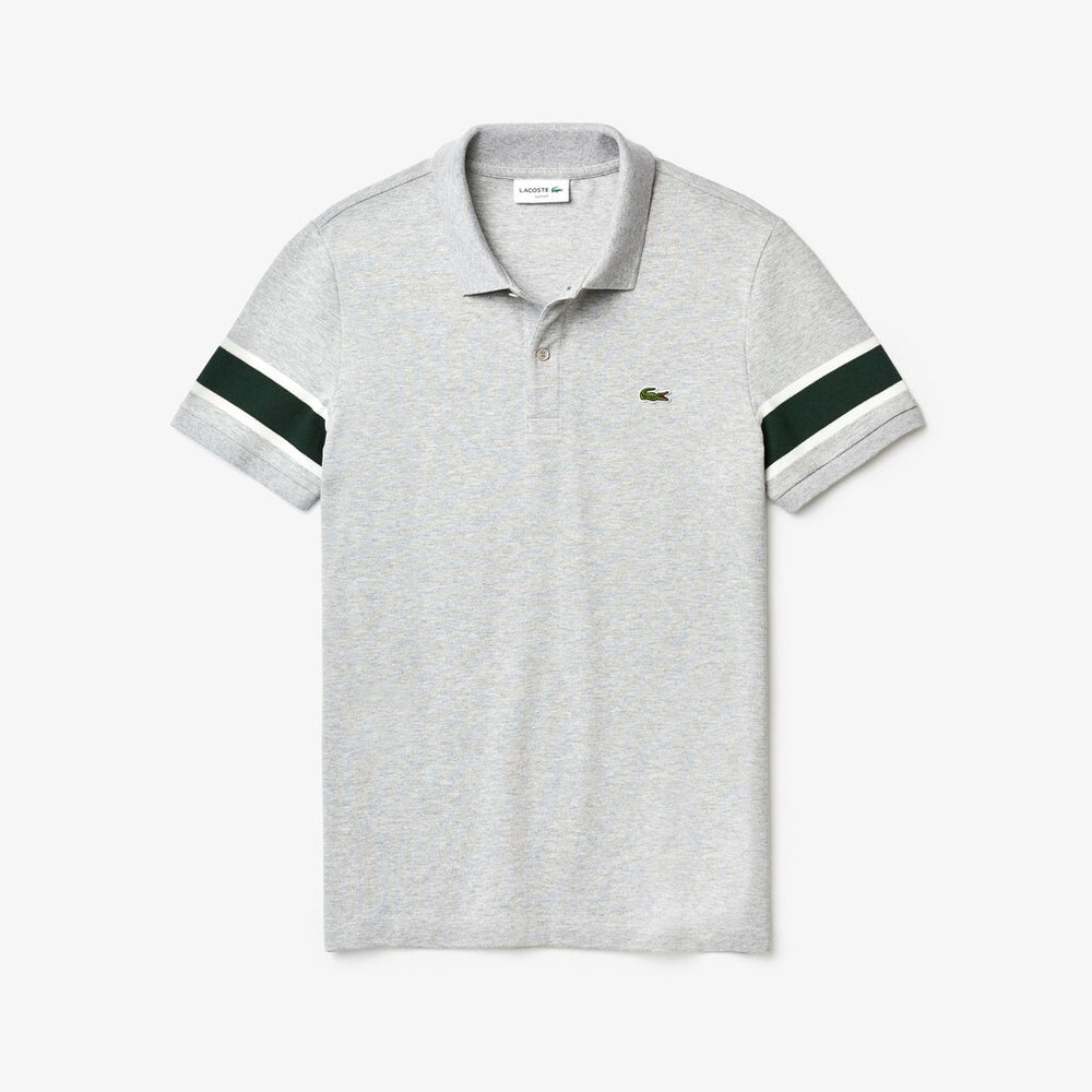 Men's Slim Fit Striped-Sleeve Stretch Cotton Piqué Polo Shirt / Lacoste