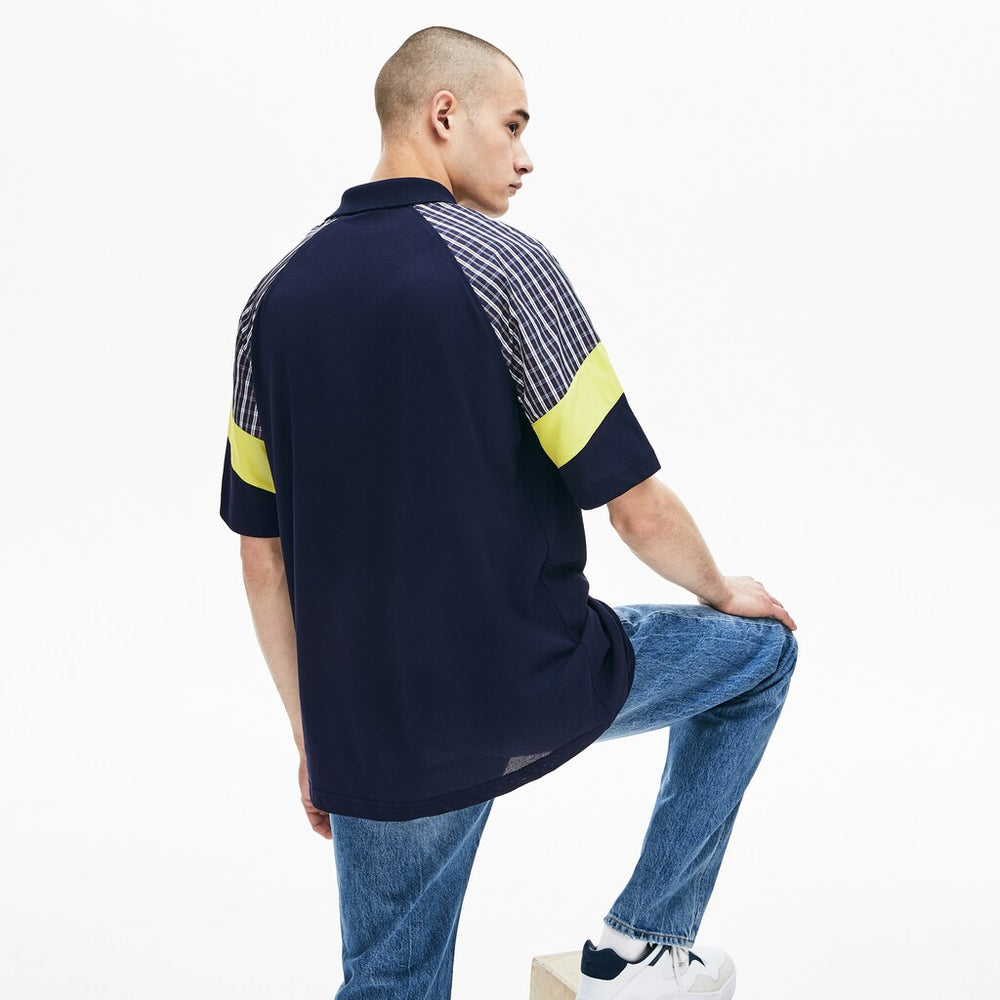 Men's LIVE Loose Fit Patchwork Petit Piqué Polo / Lacoste