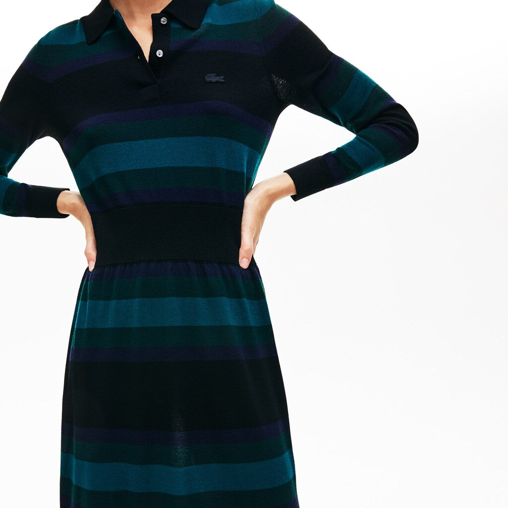 Women's Fitted Striped Wool Polo Dress / Lacoste