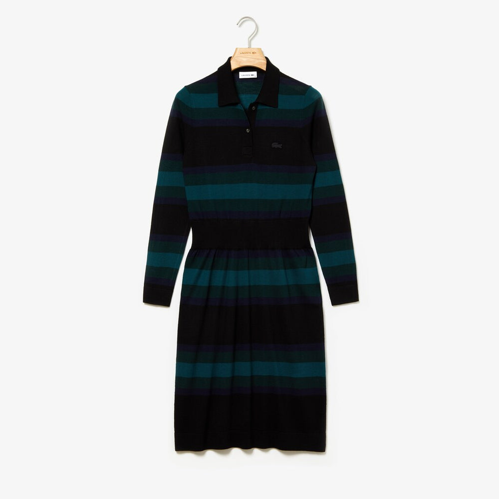 Women's Fitted Striped Wool Polo Dress / Lacoste