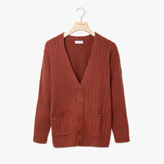 Women's Wool And Cashmere Blend Cable Knit Cardigan / Lacoste
