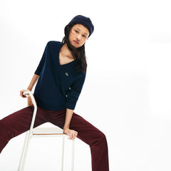 Women's V-Neck Texturized Cotton Sweater / Lacoste