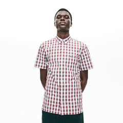 Men's Short Sleeve Plaid Poplin Shirt / Lacoste