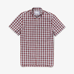 Men's Short Sleeve Plaid Poplin Shirt / Lacoste